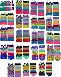 6 Sets Girls Seamless Razorback Spaghetti Strap Bras & Boxer Shorts Bikinis #19 - Picture 1 of 10
