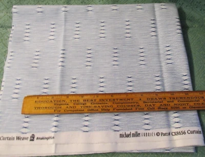 Vintage  26"  x 44" Quilt Fabric Michael Miller Curtain Weave Blue and White - Image 1 of 4