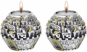 Schabbat Kerzenständer Reisebox Kerzenhalter Jerusalem Kugel Electroform silber - Bild 1 von 9