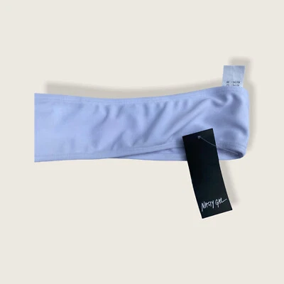  Top de bikini Nasty Gal Bandeau blanco talla US 4 NUEVO CON ETIQUETAS Foto 1 de 3
