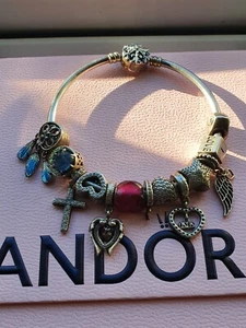 pandora bracelet with charms great condition well loved - Picture 1 of 2