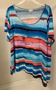 Avenue Multicoloured Top Shirt Plus Size 22/24 Bright Colorful Striped - Picture 1 of 9