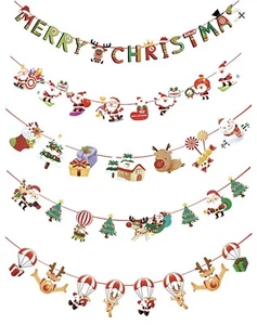 Frohe Weihnachten Wimpelkette, Weihnachtsdeko, 5 Packungen Papier hängende Banner - Bild 1 von 4