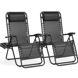 Zero Gravity Chair Camp Reclining Lounge Outdoor Lounge Patio Chair 2 Pack - Picture 1 of 4