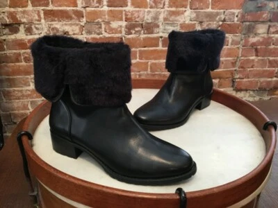 Botín H by Halston de cuero negro Caroline con ribete de piel sintética NUEVO Foto 1 de 4