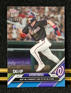 2024 Topps Now Dylan Crews 601 Blue Parelell 31/49 Logs 1st Hit SB, & Run!🔥 - Picture 1 of 2