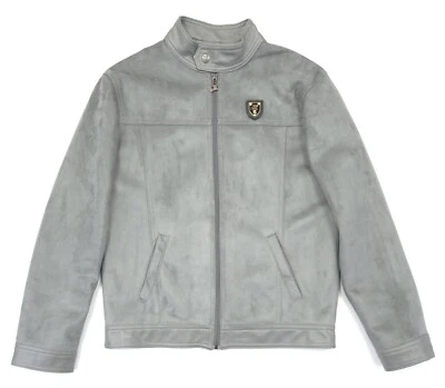 Chaqueta de moto A. Collezioni imitación gamuza cuero cremallera completa para hombre L gris Foto 1 de 4