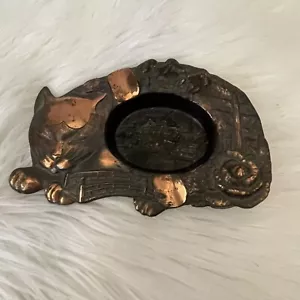 Vintage Copper Asian Cat Ashtray Japan Souvenir - Picture 1 of 11