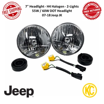 Kit de conversión de pares de faros KC HiLites 7" H4 55-60W para Jeep Wrangler JK 07-18 Foto 1 de 4