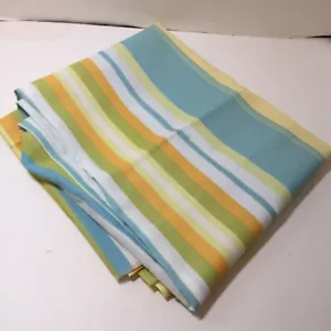 2.5 Yards Striped Crepe Fabric 44" wide White Yellow Blue Green Cotton - Picture 1 of 6