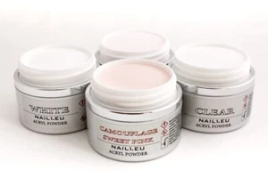 ACRYL-PULVER 4x50ml/41g Pulver NAIL1EU: klar, weiß, MakeUp Pink, S-Pink / Puder - Picture 1 of 6