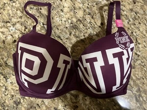 Victoria’s Secret Pink Lightly Lined Underwire Maroon College Sorority Bra 32DD - Picture 1 of 8