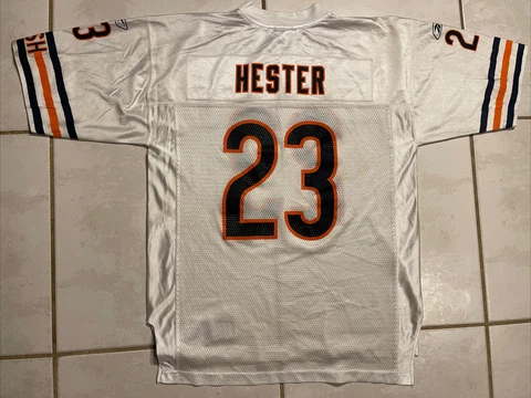 Vintage REEBOK Chicago Bears Devin Hester WHITE NFL Jersey Men's Large Cover