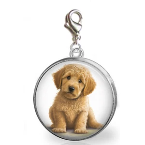 Goldendoodle Puppy Dog Glass Top Charm for Bracelet Purse Charm Photo Jewelry - Picture 1 of 1