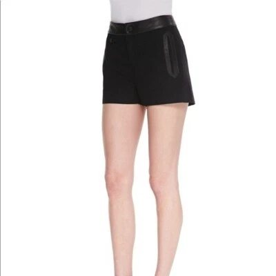 Pantalones Cortos Rag & Bone Tatiana Ribete de Cuero Talla 12 $325 Nuevos sin Etiquetas Foto 1 de 4