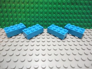 Lego 4 Dark Azure Blue 2x4 brick block NEW - Picture 1 of 1