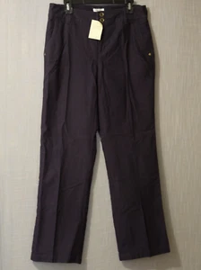 NWT! Christopher & Banks Navy Blue Flat Front Pants Women's 12 #H82-10 - Picture 1 of 9