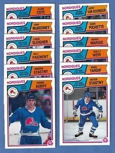 Lote de 12 tarjetas de hockey del equipo O-Pee-Chee Quebec Nordiques 1983 casi nuevas-como nuevas - Imagen 1 de 5