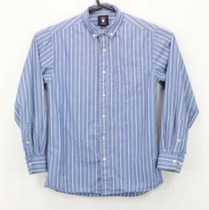 Ivy Crew Men’s Dress Shirt Size Medium Button Up LS Collared White Blue Striped - Picture 1 of 5