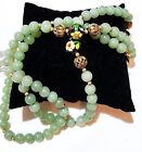 Apple Green Jade Chinese Cloisonne Silver Vermeil Filigree Bead Strand Necklace