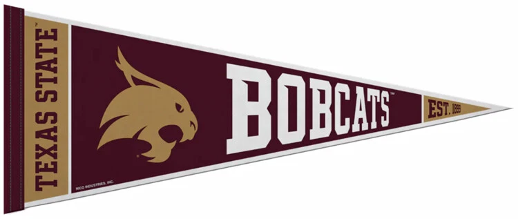 Banderín de fieltro 12x30 del equipo oficial de la NCAA de Texas State University TXST BOBCATS Foto 1 de 1