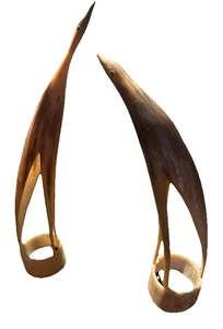 Horn Vogel Skulpturen 60er Jahre handgeschnitzt Storch Kranich Reiher Volkskunst Vintage  - Bild 1 von 6