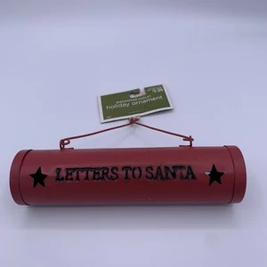 2008 Birchwood Chalet Letters To Santa Red Tube Ornament Metal Christmas Target - Picture 1 of 23