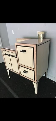 Gabinete/estufa esmaltada vintage Detroit Vapor Stove Co. - Cocina antigua Foto 1 de 3