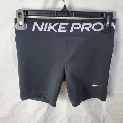 Nike Pro Shorts Girls L Black Dri Fit Compression Training Gym 5" FB1081-010 - Image 1 of 4