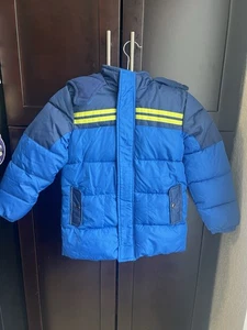 Puffjacke Wintermantel Jungen mit Kapuze Größe 7 blau - Bild 1 von 5