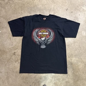 Vintage Harley Davidson Shirt Mens XL Black Y2K Eagle Motorcycles Biker Tribal - Picture 1 of 6