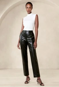New Banana Republic Pants Faux Vegan Leather High Rise Tapered Size Medium Black - Picture 1 of 9