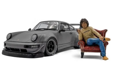 PORSCHE 911 RWB BODYKIT GREY WITH FIGURINE 1:18 SCALE DIECAST MODEL CLASSIC CAR - Image 1 of 4