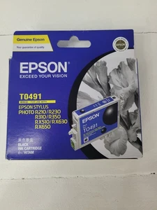 Epson Printer Cartridge TO491 TO492 TO493 TO494 TO495 TO496 Ink Black Genuine - Picture 1 of 3