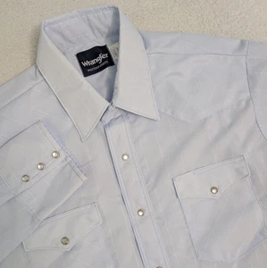 Vintage WRANGLER Herren L Western PEARL SNAP SHIRT gestreift blau leicht dünn - Bild 1 von 8