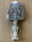 ART NOUVEAU SILVER HAND MIRROR-CHESTER 1904-WILLIAM NEALE-KINGFISHER/WATER LILY