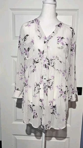 Torrid Damen Emma Blumen Chiffon Babydoll Tunika Top transparent Gr. 1 - Bild 1 von 6