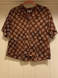 Madewell Bubble-Printed Button-Up Camp Shirt Dusty Redwood Sz S - Picture 1 of 8