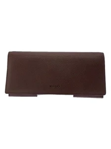 KENZO Bi-fold Wallet Leather Brown Plain Men's - Picture 1 of 7
