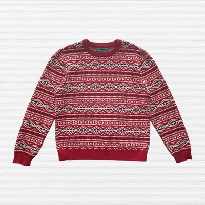 Nuevo Suéter Brooks Brothers Fair Isle Rojo/Negro/Blanco Cuello Redondo Talla 14Y Foto 1 de 4
