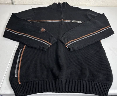 Suéter Pullover Tejido Harley Davidson Pequeño Negro 1/4 Cremallera De Colección 2005 Para Hombre Foto 1 de 4