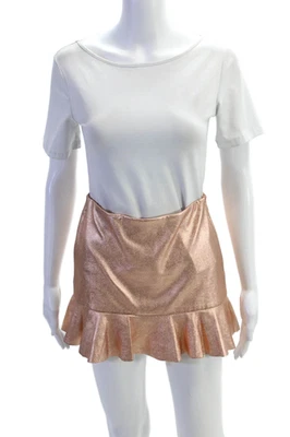 Saia Zara Trafaluc Feminina Zíper Lateral Metálico Mini Couro Sintético Linha A Rosa XS - Imagem 1 de 4