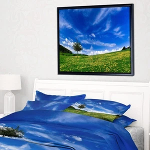 Designart "Spring Landscape Green Fields" Landscape Framed Small - Picture 1 of 5