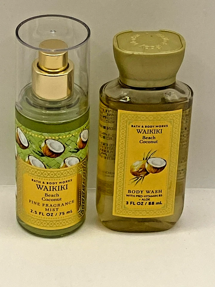 NUEVO BATH & BODY WORKS WAIKIKI PLAYA COCO JUEGO DE VIAJE GEL DE BAÑO Y NIEBLA 2 PIEZAS Foto 1 de 1