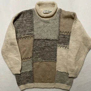 Vintage Mohair Pullover Orvis Patchwork Neutral Oversized großer Rollkragen - Bild 1 von 7