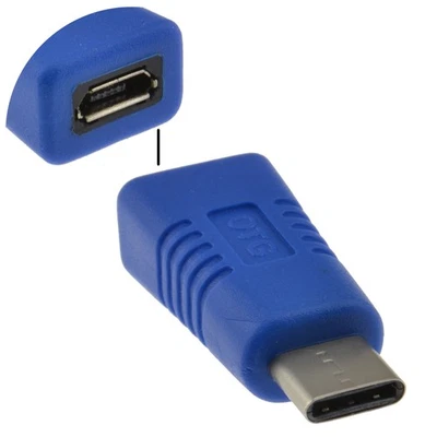 USB 3.1 Type C Male to USB 2.0 Micro B Female Socket Adapter with OTG [008778] - Image 1 of 4