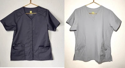 Wonder Wink Scrub Tops Lot Of 2 Women’s Size M Grey & Dark Grey - Image 1 of 4