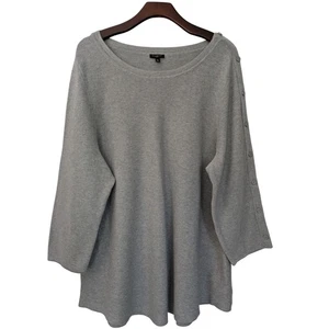 Maglione pullover Talbots Plus dettaglio bottoni taglia 2X grigio nuovo senza etichette misto cotone - Foto 1 di 7