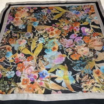 Xtra Large Square Floral Rayon Scarf Wrap Print All over Summer Spring 47"x47" - Image 1 of 4