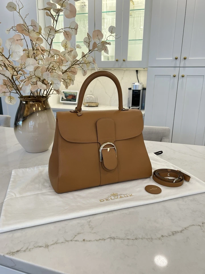 Delvaux Brillant GM Rodeo 小牛皮革素食棕褐色,顶部手柄单肩包 — 第 1/4 张图片